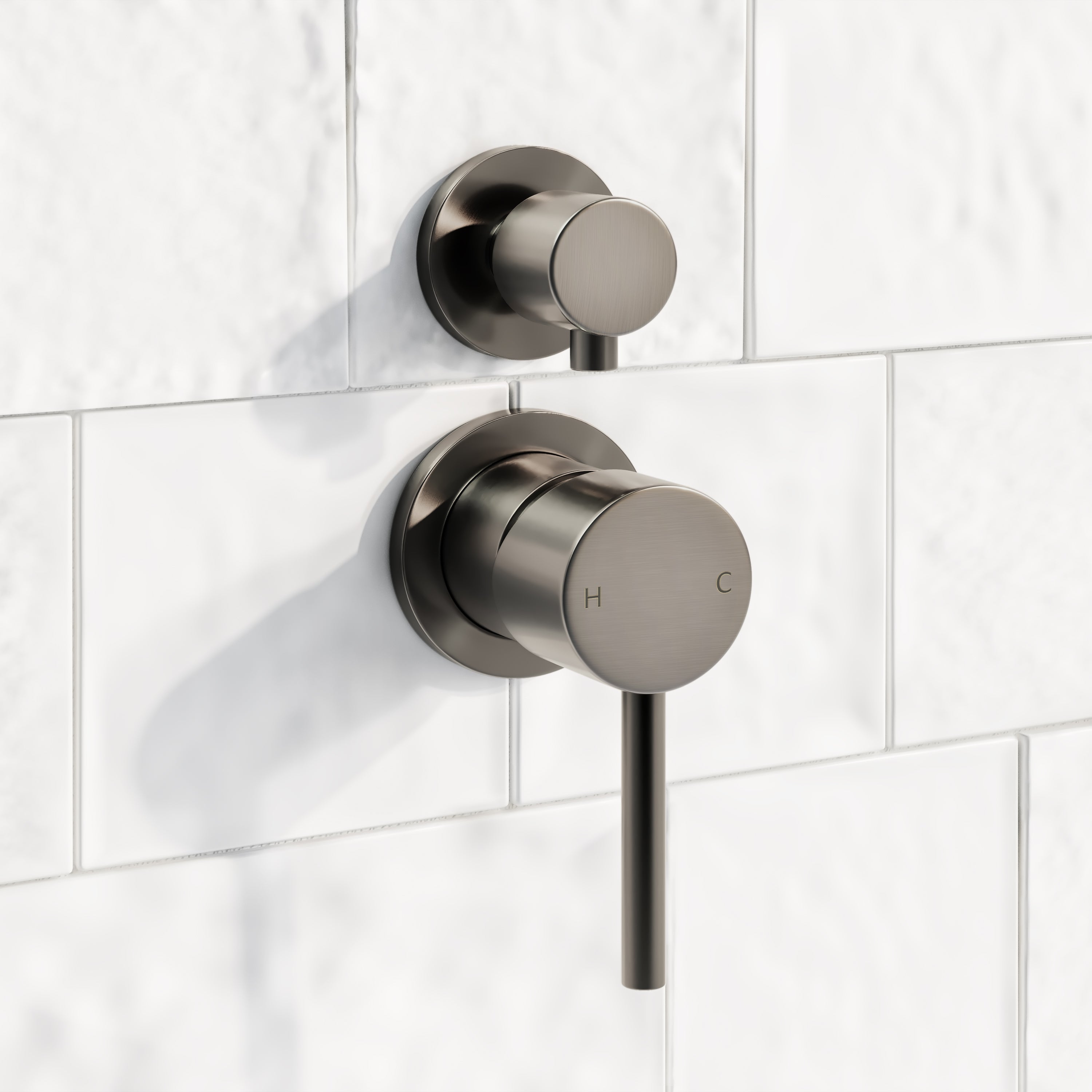 Elysian Shower Top Diverter - Brushed Gunmetal - ABI Interiors UK